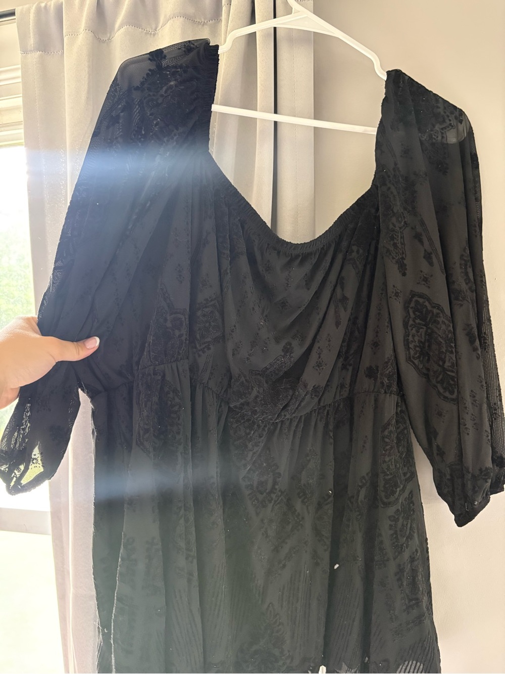 torrid Black Burnout Velvet Peasant Blouse